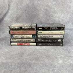 Lot 10 Vintage Cassette Tapes ABBA Jimmy Buffett Bonnie Tyler Carly Simon