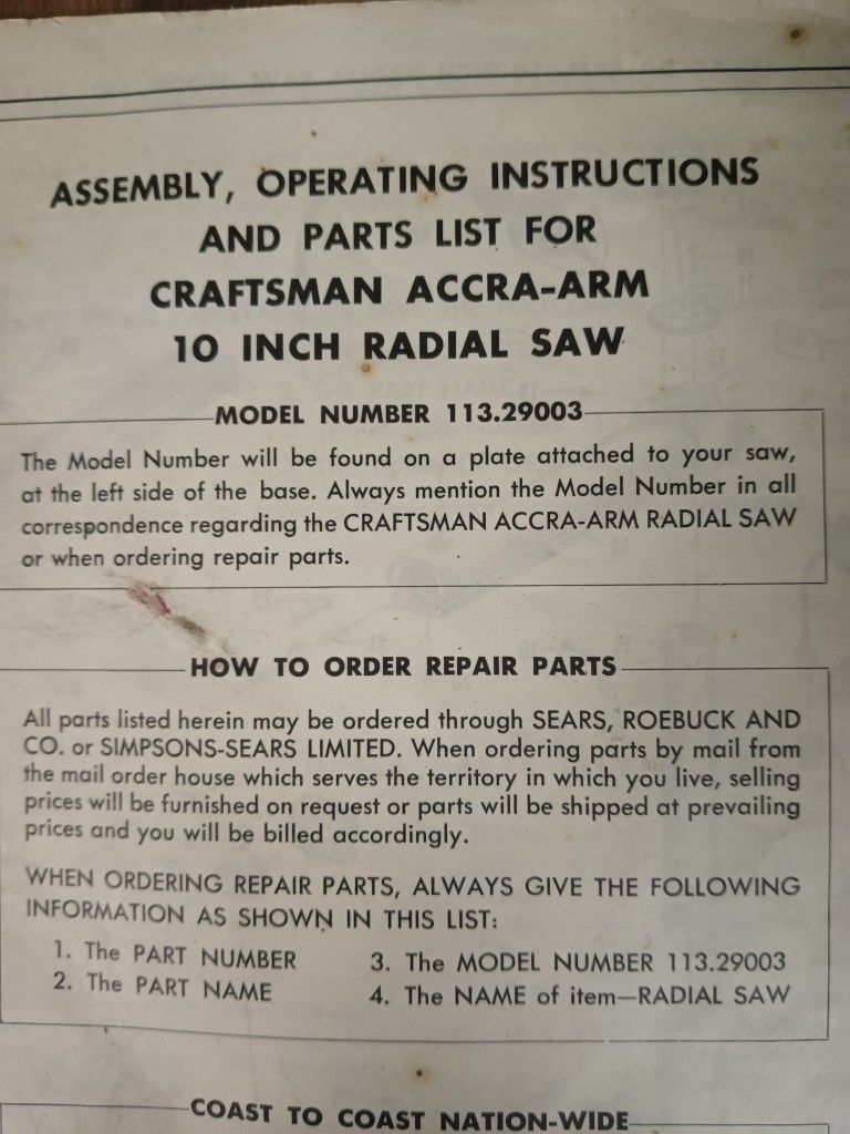 Craftsman Radial Saw