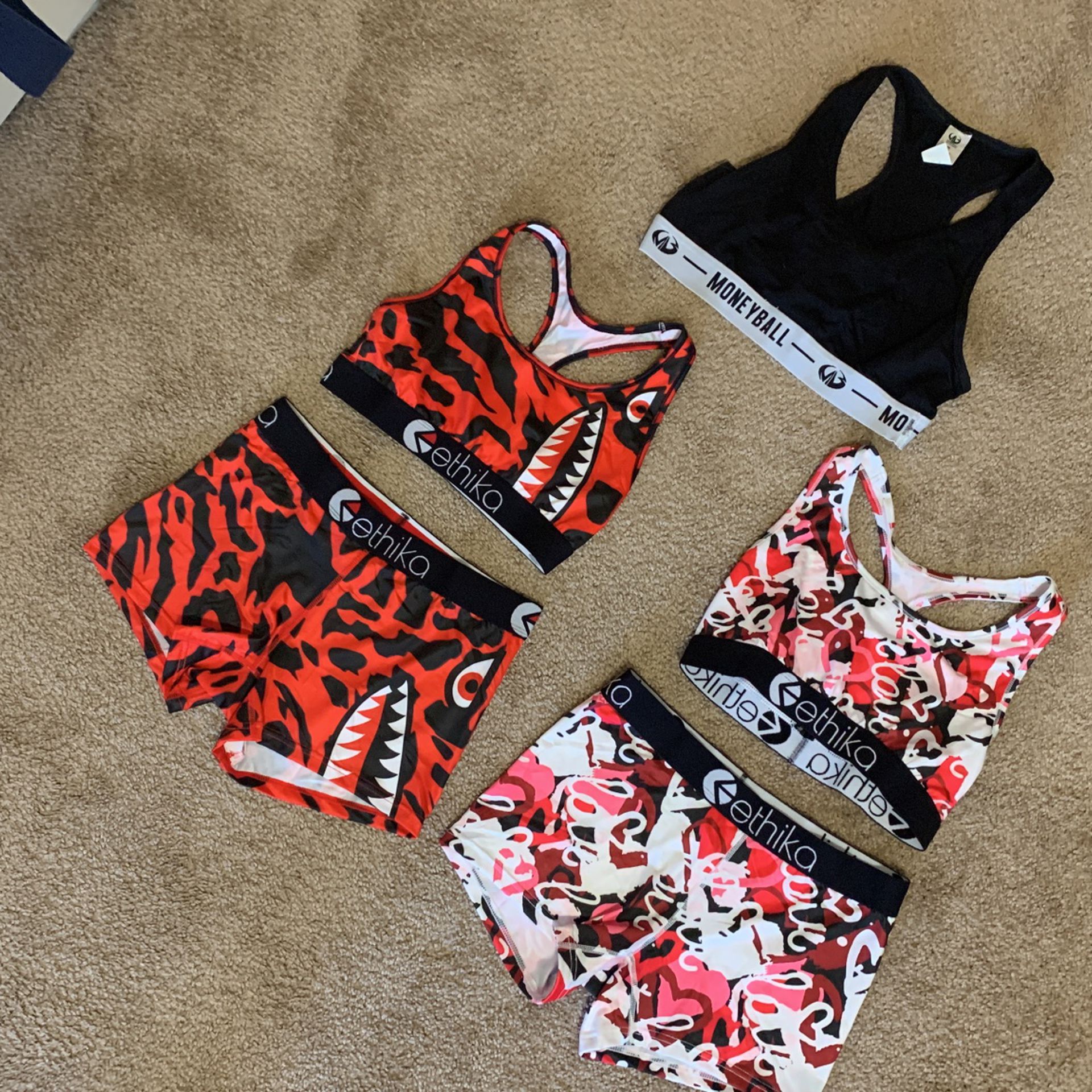 2 Ethika Top And Bottom Sets ! And A Free Moneyball Sports Bra
