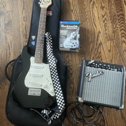 Squirt Mini Electric Guitar With Amp, Ps4 Rocksmith remastered Game, Bag And Picks