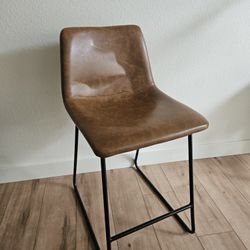 Kitchen Stool Faux Leather Brown