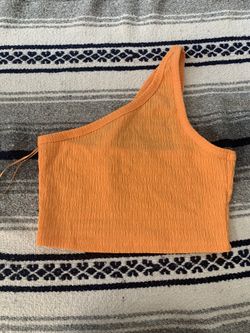 American Eagle Womens Orange One Shoulder Shirt Size L
