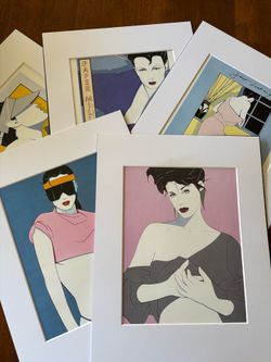 5 Patrick Nagel Prints 11x14 Mounted & Matted