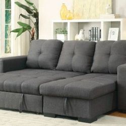 Brand New Grey Sectional Sofa Storage Sleeper 