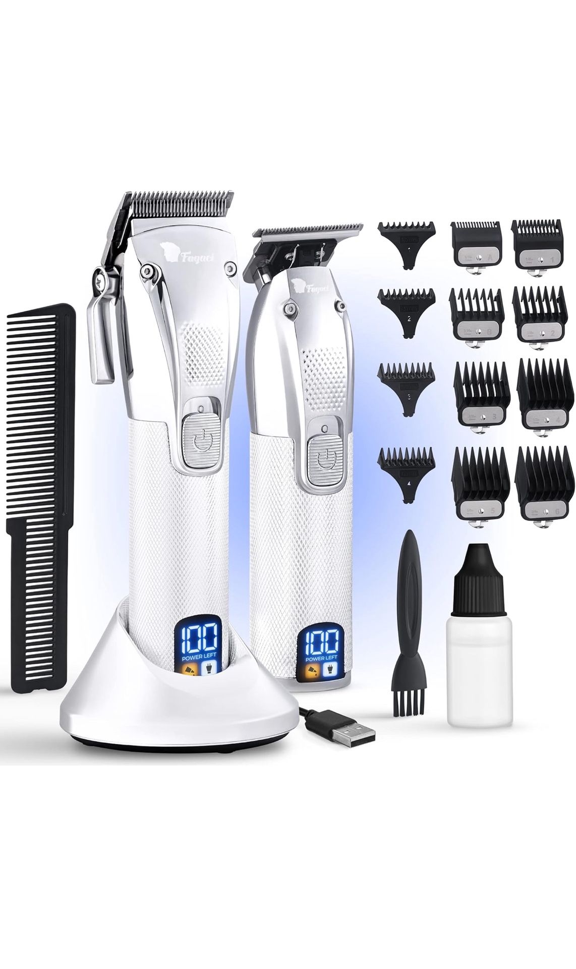 Fagaci Professional Hair Clippers for Men Set Turbo Power with Precise Cutting, Barber Clippers for Hair Cutting, Cordless Hair Clippers and Trimmers 