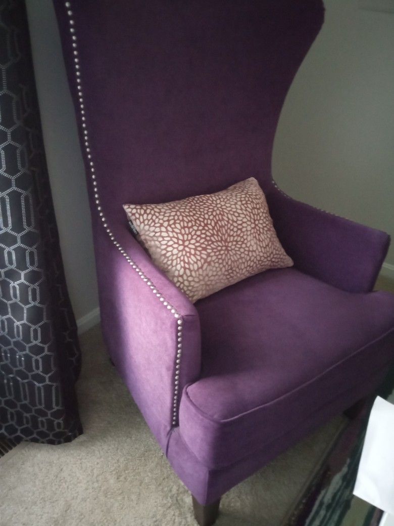 Purple Wingback Office Chair & Painting