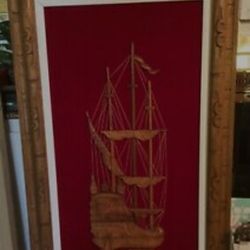 A Orrigional BATICK handcurved Wooden Ship And Curved Frame