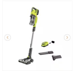 RYOBI ONE+ 18V Cordless Stick Vacuum Cleaner Kit with 4.0 Ah Battery, Charger, and Replacement Filter
