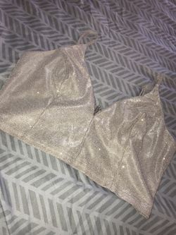 Glittery silver crop top