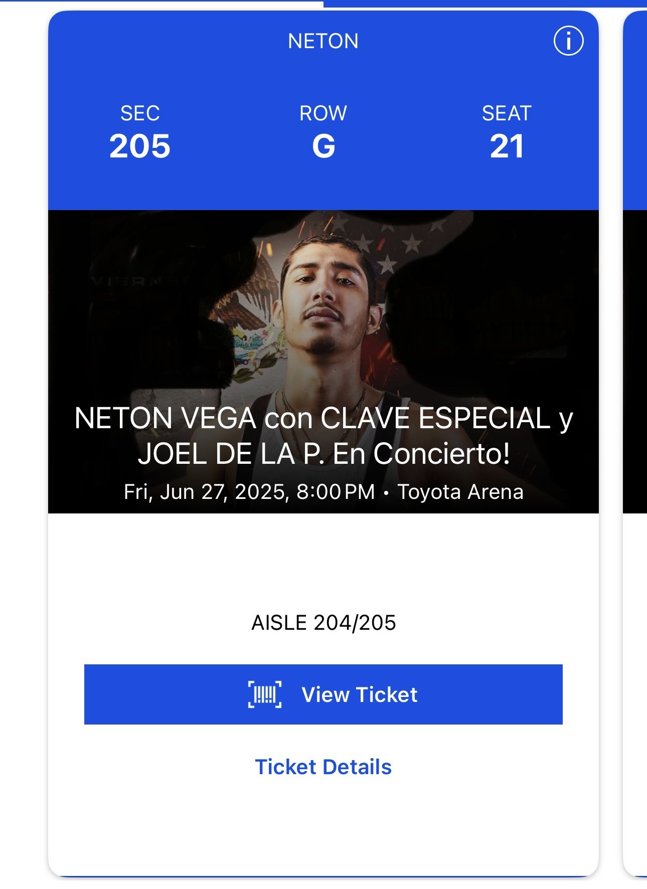 Neton Vega Concert June 27,2025 Toyota Arena