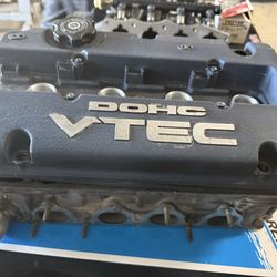 Used Honda Prelude (P13) Cylinder Head with a Blue Valve Cover