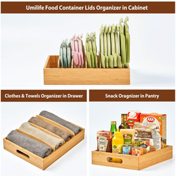 Brand new In box bamboo organizer for food container lids