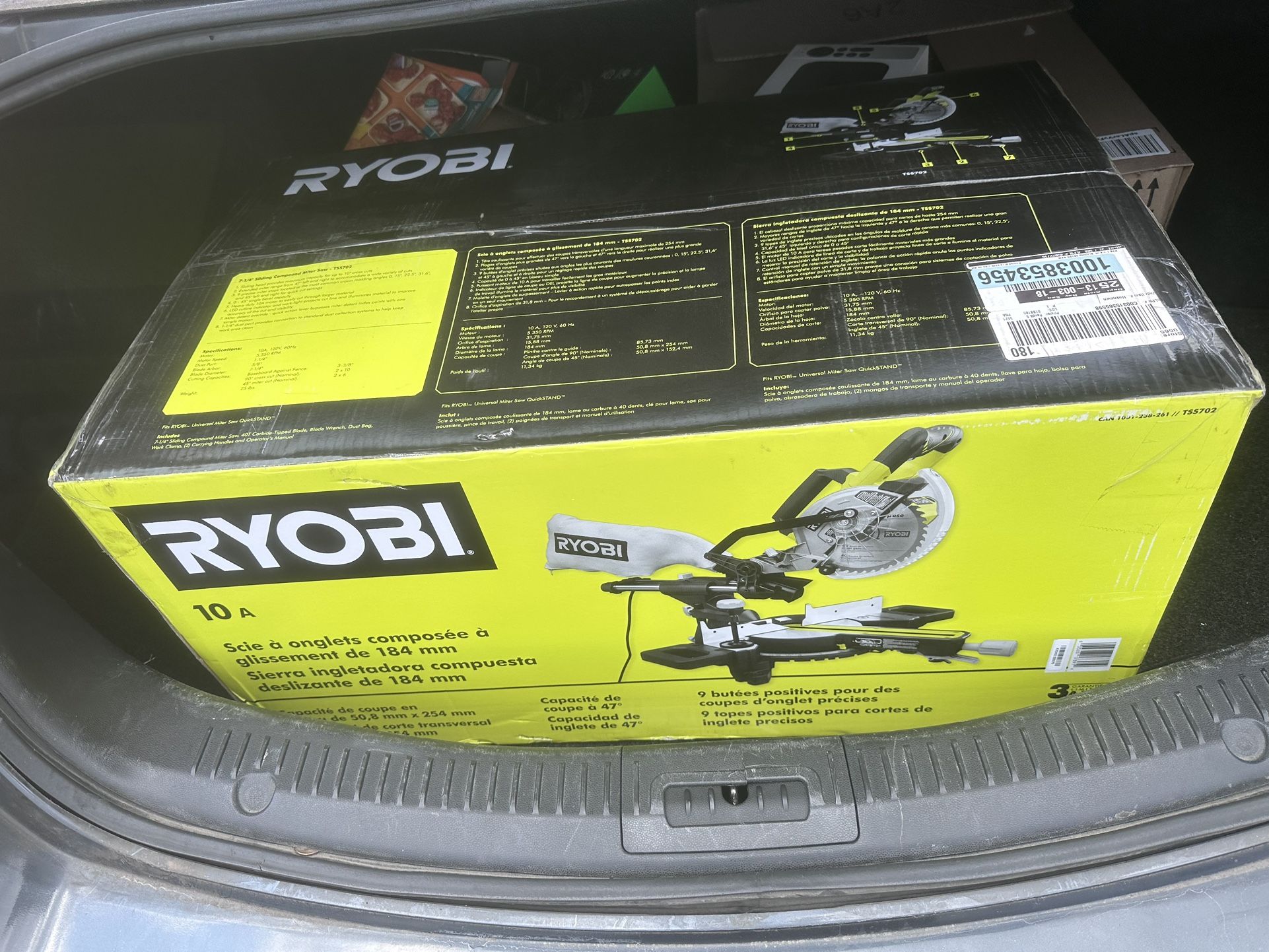 Brand New In Box Ryobi Miter Saw 7 1/4”