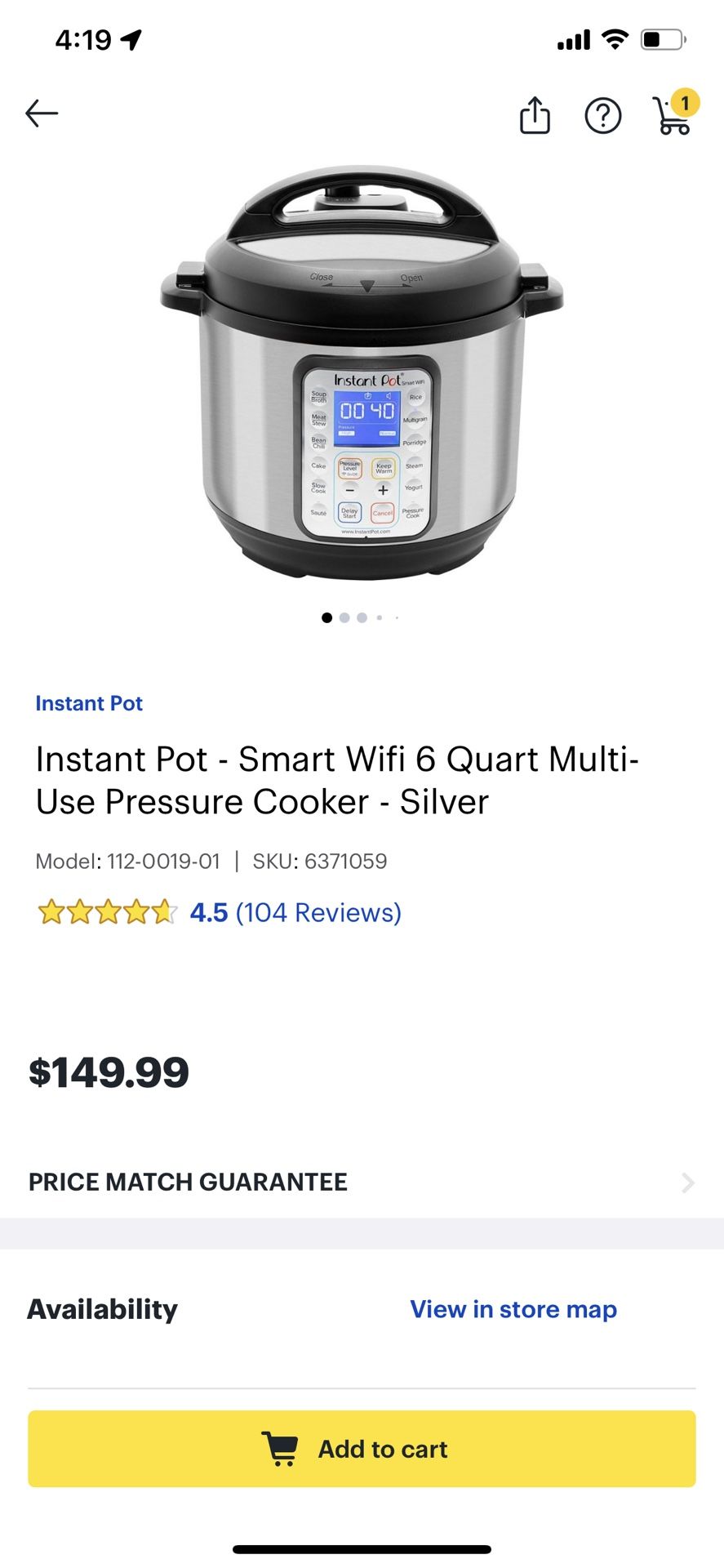 Instant Pot smart With Bluetooth 