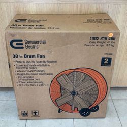 COMMERCIAL ELECTRIC 30” DRUM FAN.