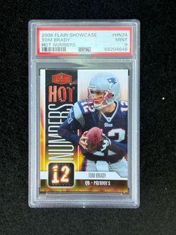 2006 Flair Showcase Hot Numbers HN24 Tom Brady PSA 9 Mint