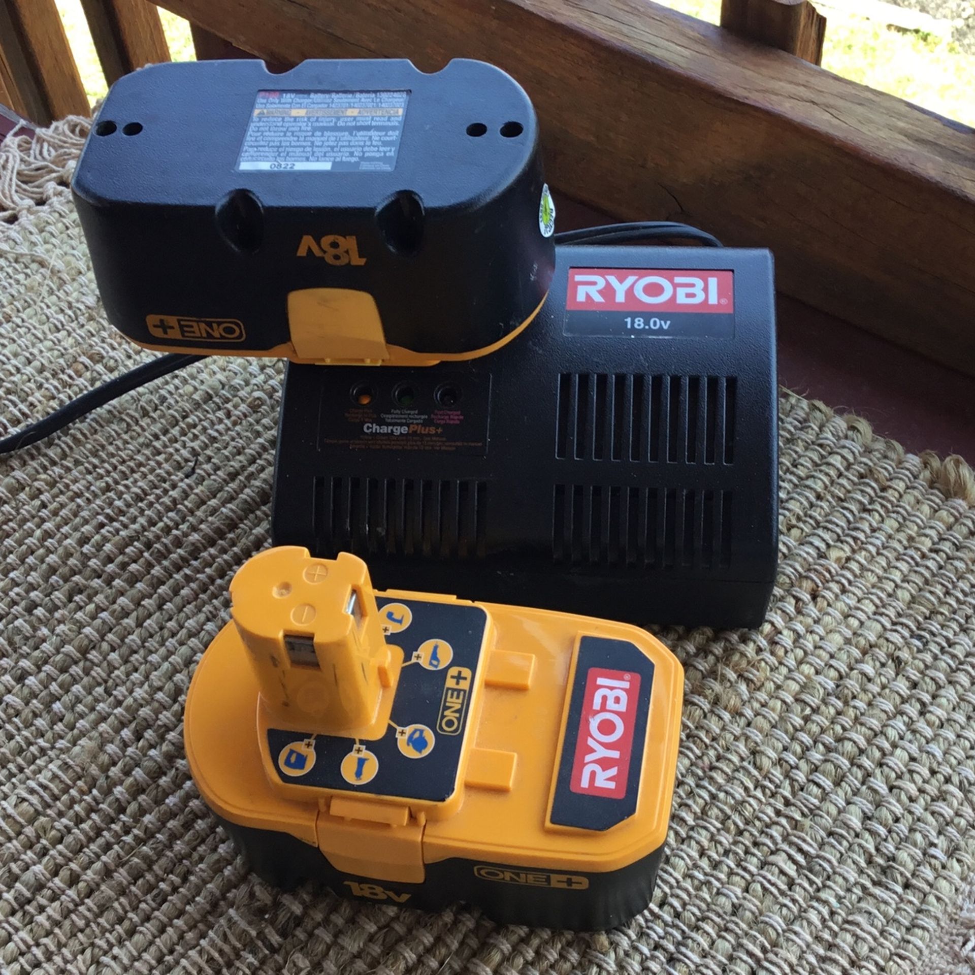 Ryobi Charger With #2 18 V Batteries