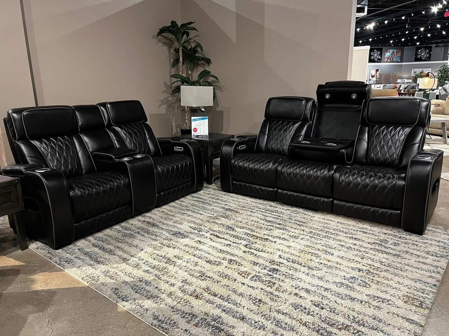 Black Leather Sofa & Loveseat