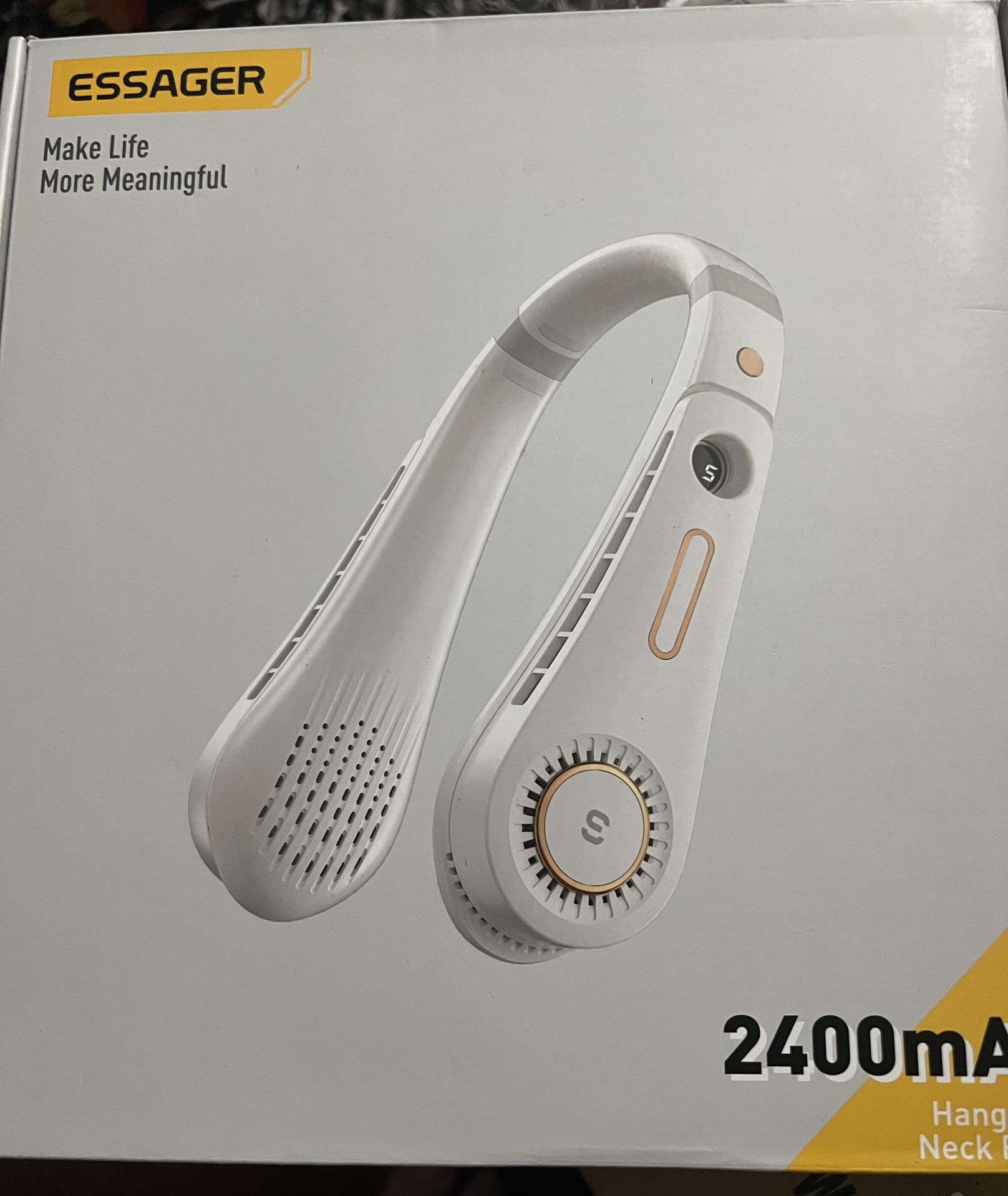 BRAND NEW IN BOX Bladeless Neck Fan - 2400mAh Rechargeable Portable Fan - Low Noise 5 Speed Personal Fan - Foldable Wearable Fan - White