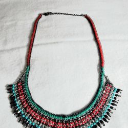 Tribal Vintage Handwoven Tibetan Beaded Necklace 