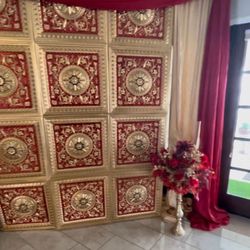 ROSETTE PANEL PAPER-GOLD, RED AND BLUE