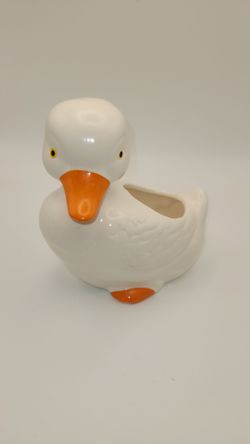 Vintage Duck Goose Small Ceramic Planter Taiwan 1980s