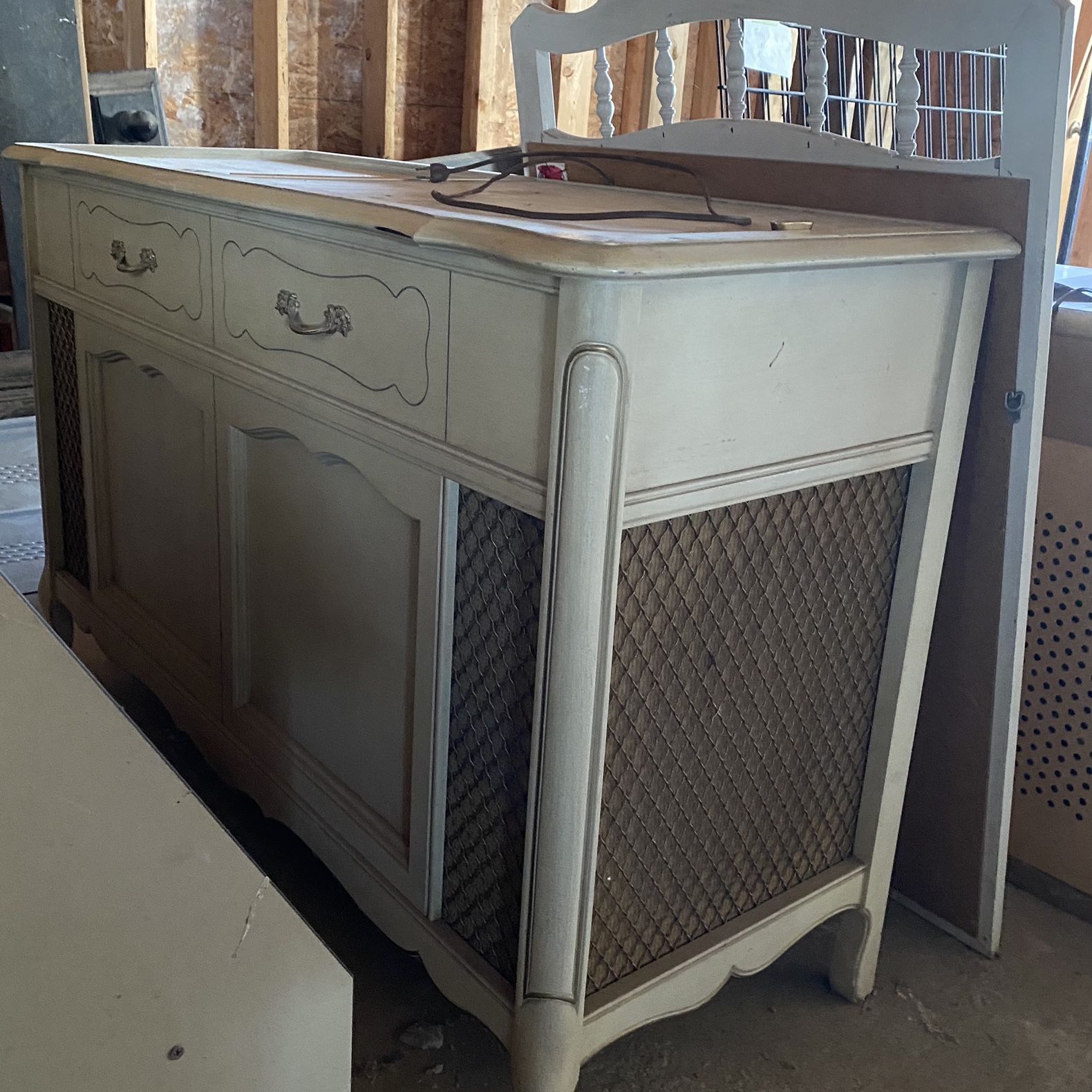 Vintage Stereo Record Player With Matching Mirror