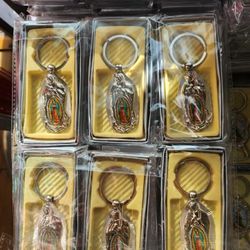 12 PCS Our Lady of Guadalupe Key Ring Favor Baptism Christening Keychain for Boy Girl Recuerdos de Bautizo Gift for Guest

