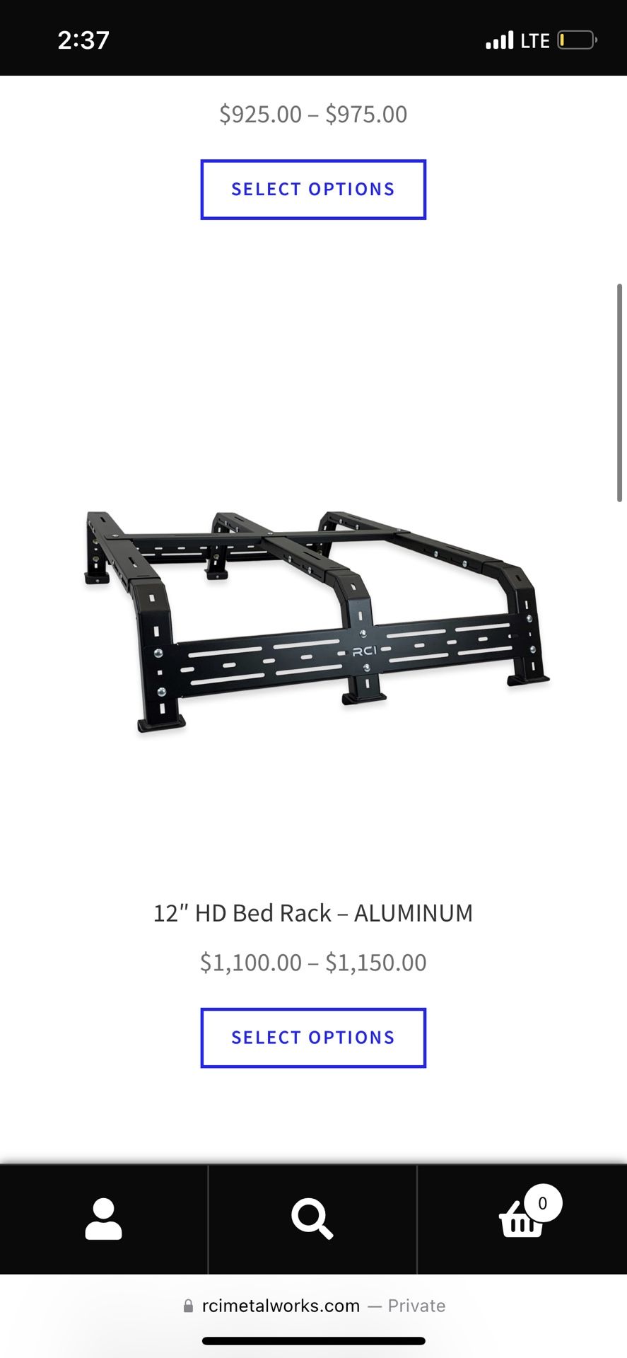 RCI offroad bed rack