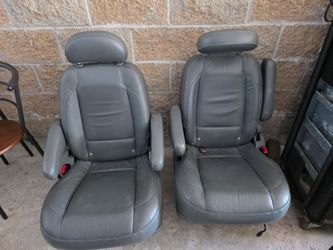 Grey Leather Captain's Chairs / Van Seats with Armrests (Pair)