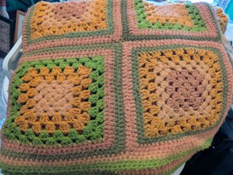 Vintage Afghan handmade 80" x 128"