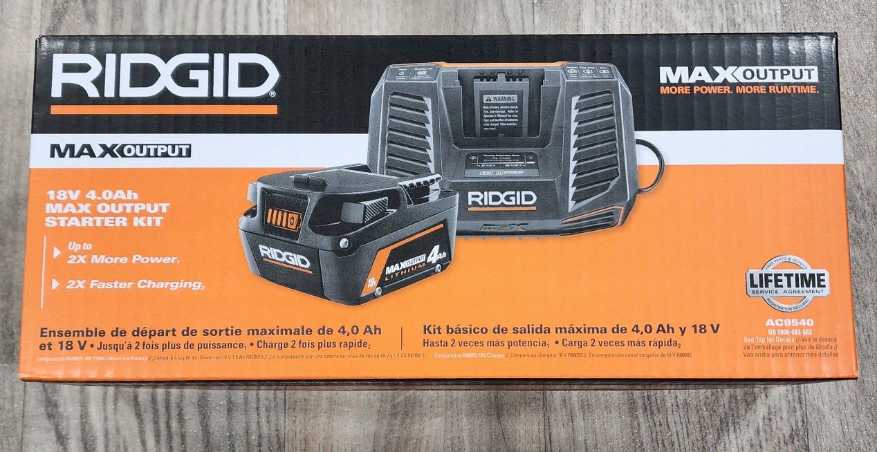 RIDGID 18V 4.0Ah MAX OUTPUT STARTER KIT