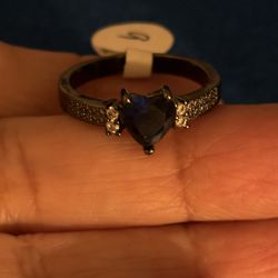 925 Blue Heart Ring Size 9