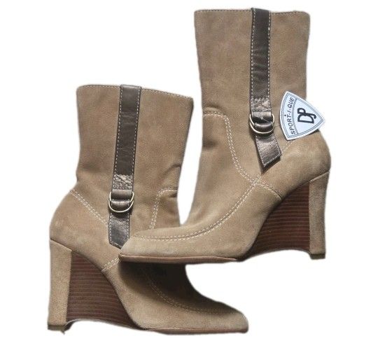 DONALD PLINER Sport-I-Que Holly Wedge Boot Women Size 8 suede Calf Hair Wedge Heel New With Tags
