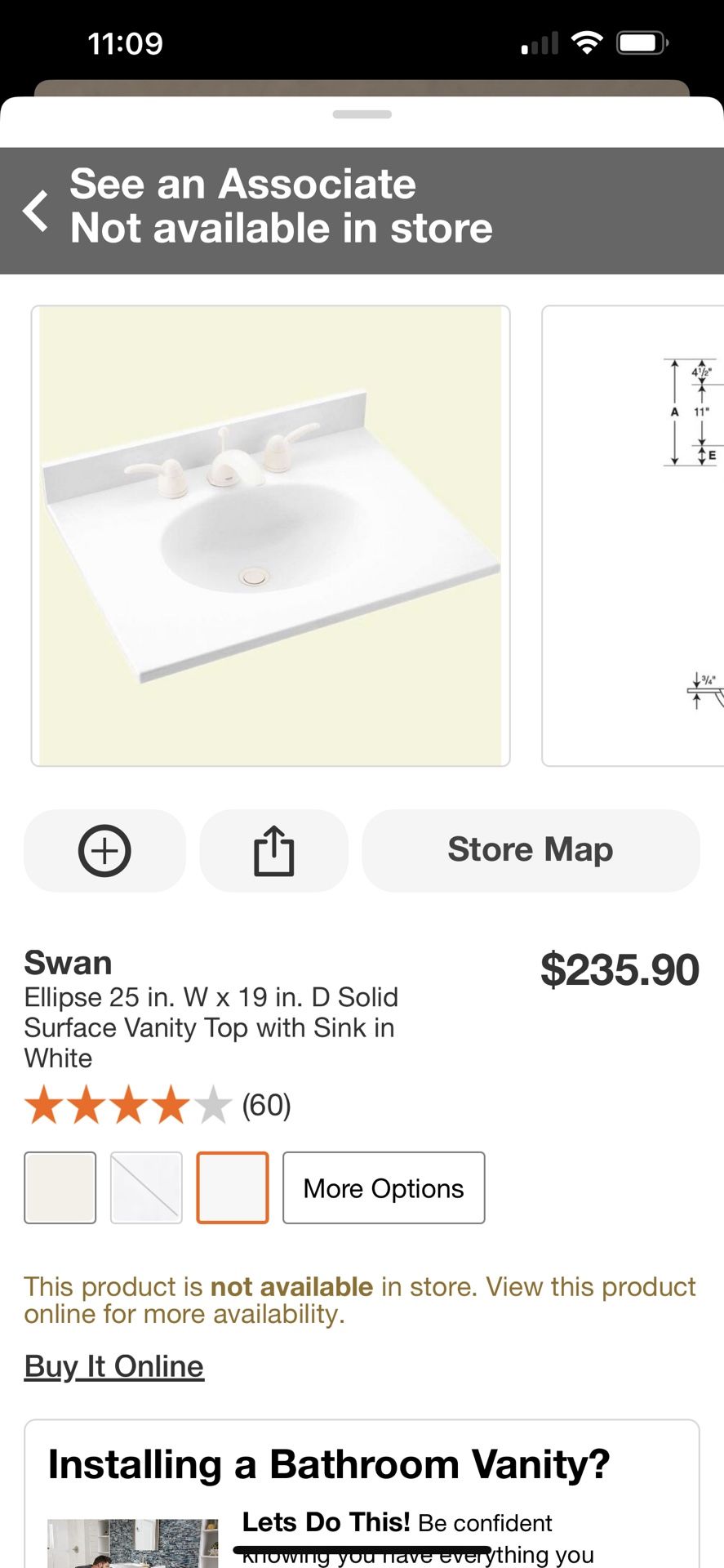 Swan Solid Vanity Top With Sink In White.