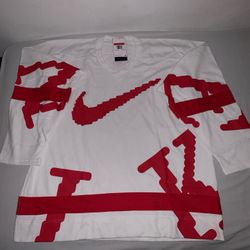 Nike Sportswear Club Hockey Jersey White Red Men's Oversized HV1137-100 Size: Large-Tall