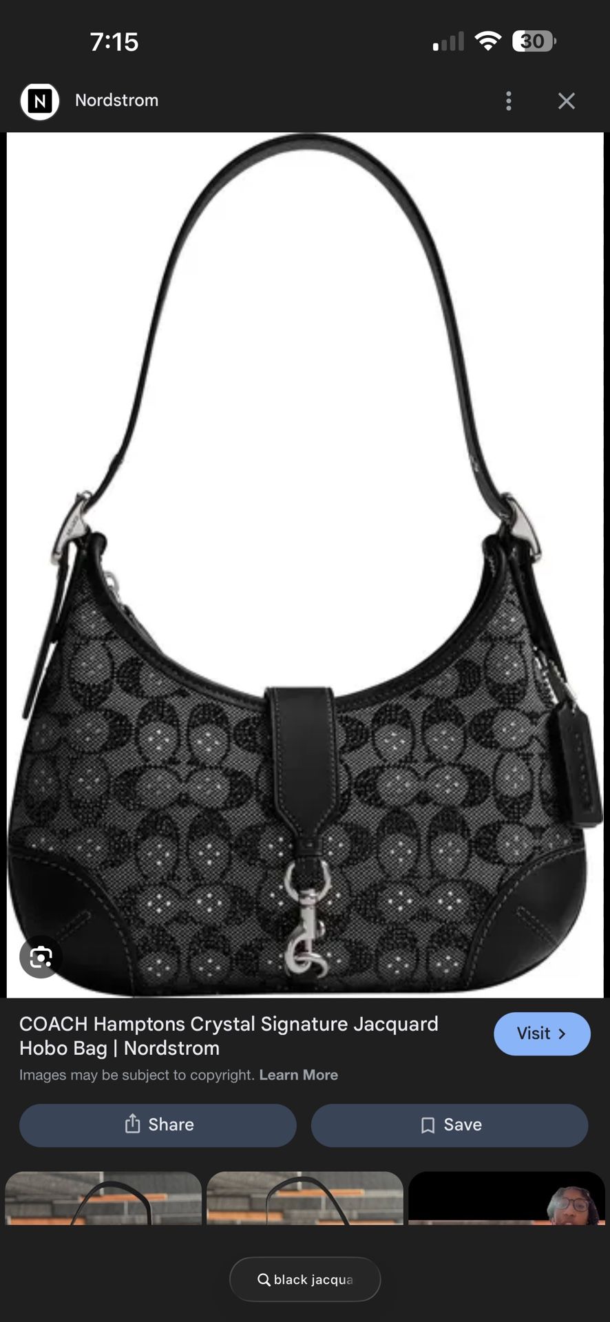 Crystal Jaquard Coach Purse