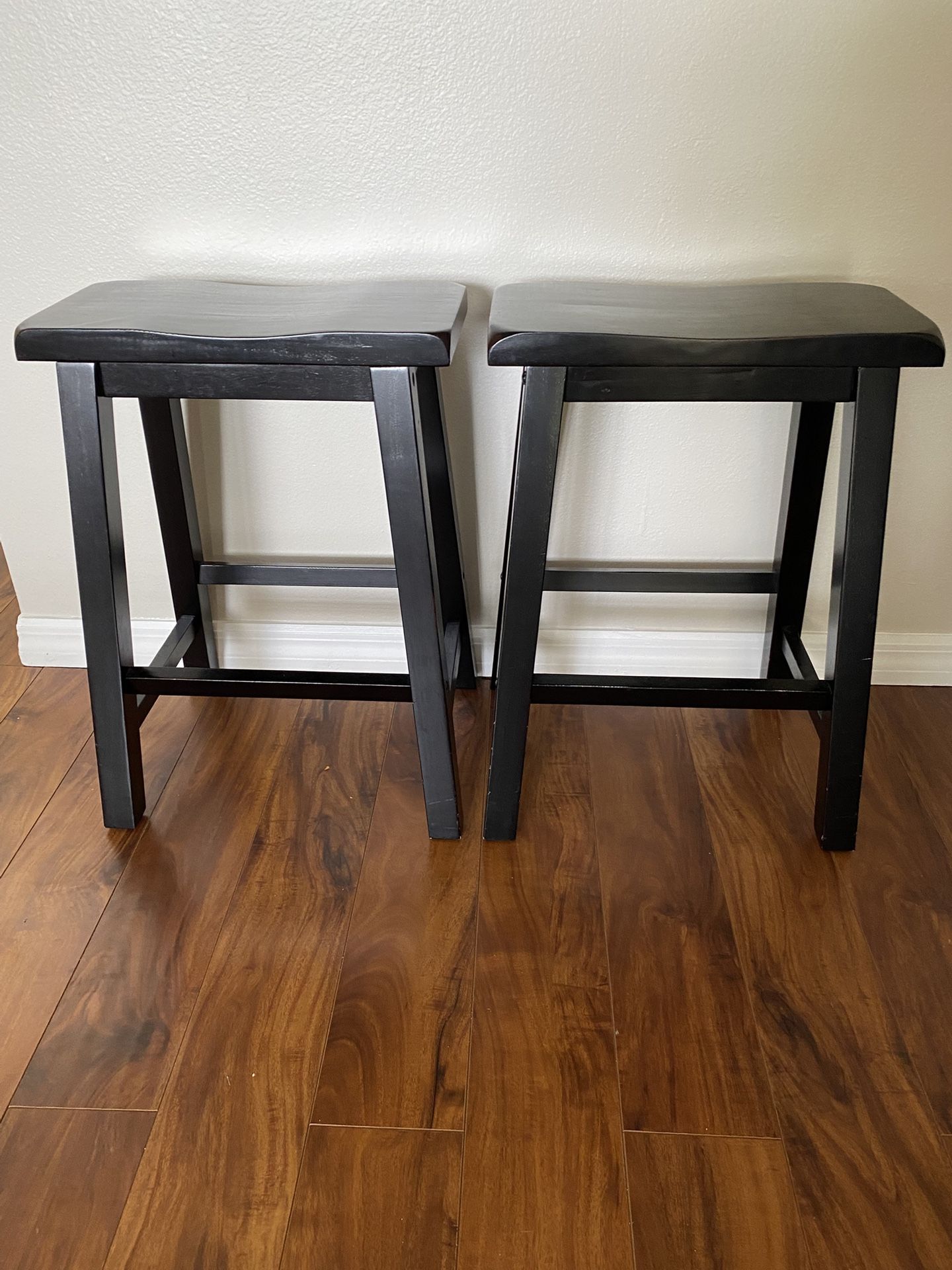 2 Black Saddle Seat Stools