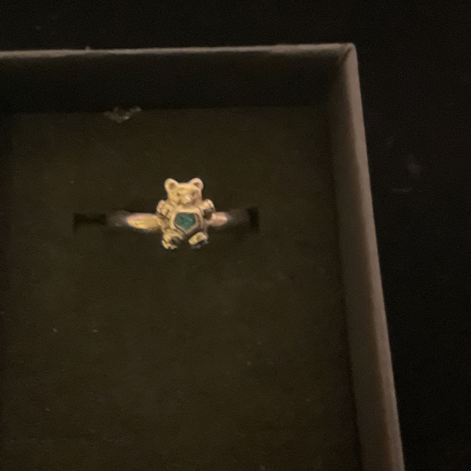 Sterling Silver Teddy Bear Ring With Turquoise Stone…size 5