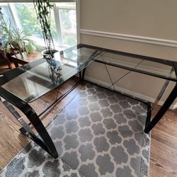 Clear Glass L Shaped Computer Desk