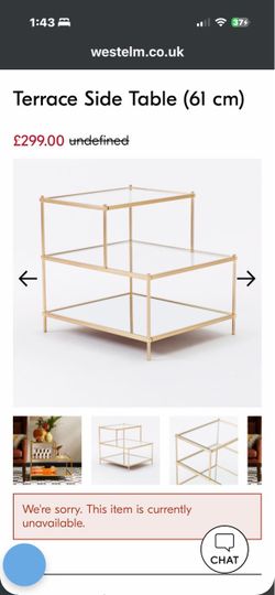 West Elm Side Table Terrace Gold Brass Mirror Glass