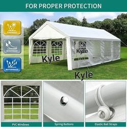  13'x 26' Party Tent Heavy Duty Wedding Tent Outdoor Canopy Event Shelters  Carport with Removable Sidewall Windows for Commercial,