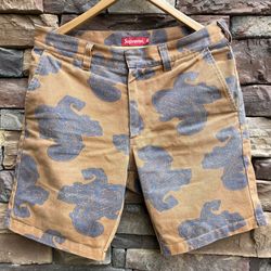 Supreme Paisley Work Shorts Size 32 Mens SS14 Clothing Blue Colors 