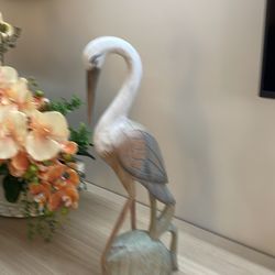 Hand carved Crane wood bird