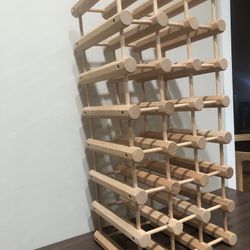 24 Bottle Ash Wood Modular Stackable Rack Storage Holder with Natural pins