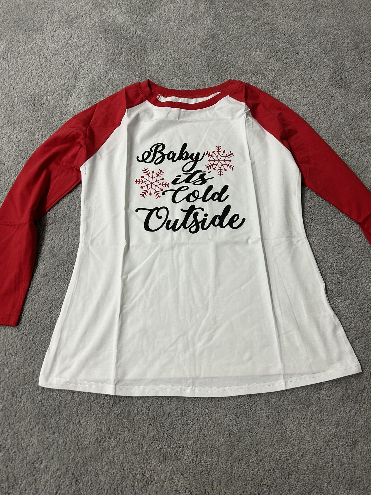Christmas Tshirt Women baby is cold outside Letters Print long Sleeve Baseball Tshirt Blouse Tee Tops size size XXL ( compare $19 is Amazon price ) ve