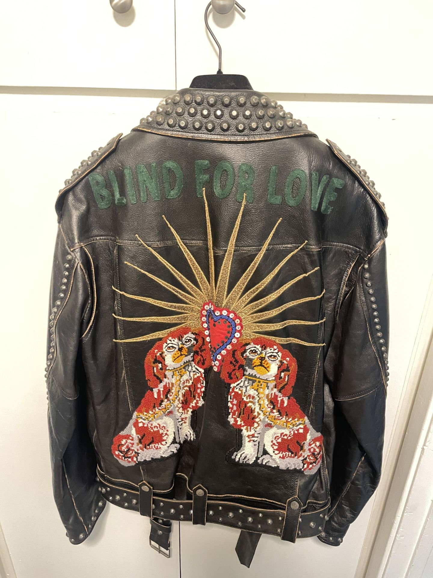 New Mens Gucci Black Leather Moto Jacket Biker Coat Sz 48 Medium