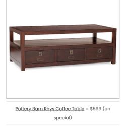 Pottery Barn Rhys Coffee Table 