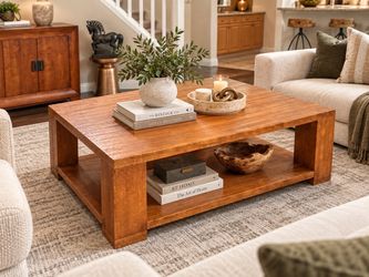 Large Solid Wood Contemporary Coffee Table – 60" x 40"