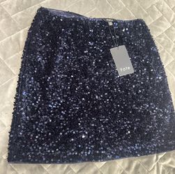 BRAND NEW Navy Blue Sequin Pencil Mini Skirt 